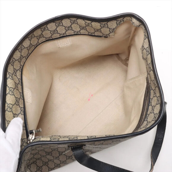 Gucci GG Supreme 211137 Leather Tote Bag Shoulder Navy Men's - Picture 7 of 14